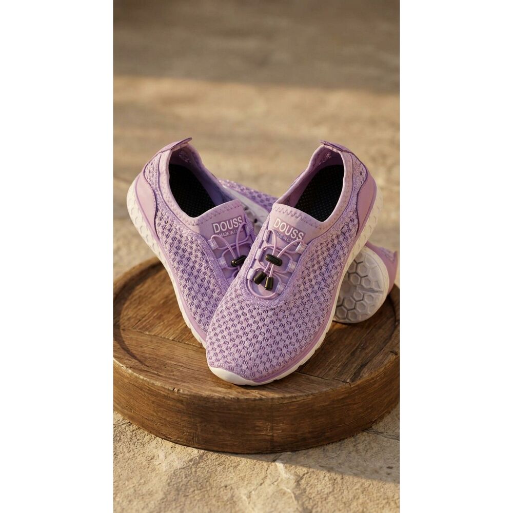 Doussprt Women’s Water Shoes Quick Dry Slip-On Aqua Sneakers Purple Mesh Size 36
